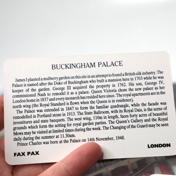 Vintage 80s Fax Pax London UK Info Picture Cards Big Ben Buckingham Palace - Picture 6 of 16